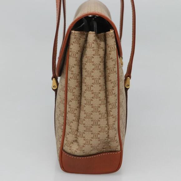 CELINE Macadam Canvas Hand Bag Beige Gold - Picture 5 of 13